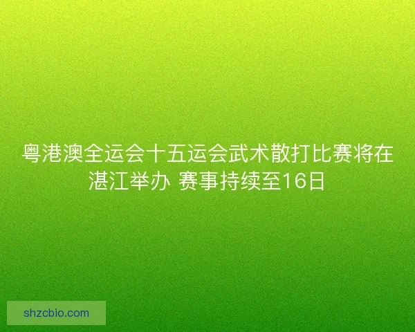 粤港澳全运会十五运会武术散打比赛将在湛江举办 赛事持续至16日